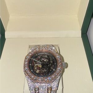 Audemars Piguet Rose Gold and Silver Iced out Watch